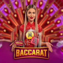 Mega Baccarat online game logo by Pragmatic Play on 5betcasino.ca