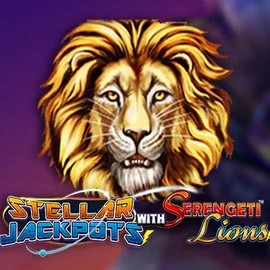 Stellar Jackpots with Serengeti Lions slot logo by Lightning Box Game at 5bet Casino